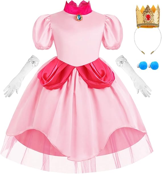 Princess Costume for Girls Kids Pink Halloween Christmas Cosplay Party drss